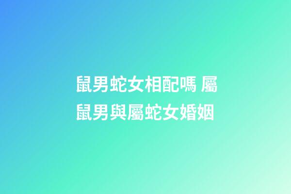 鼠男蛇女相配嗎 屬鼠男與屬蛇女婚姻-第1張-觀點-玄機派